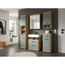 Merkloos Hioshop Scout wastafel 2 deuren- 2 lades- 2 planken salvie decor- eiken decor