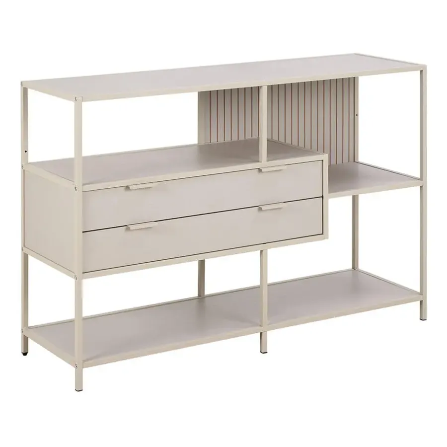Wandkasten-Hioshop Sea wandkast 2 lades 3 planken grijs