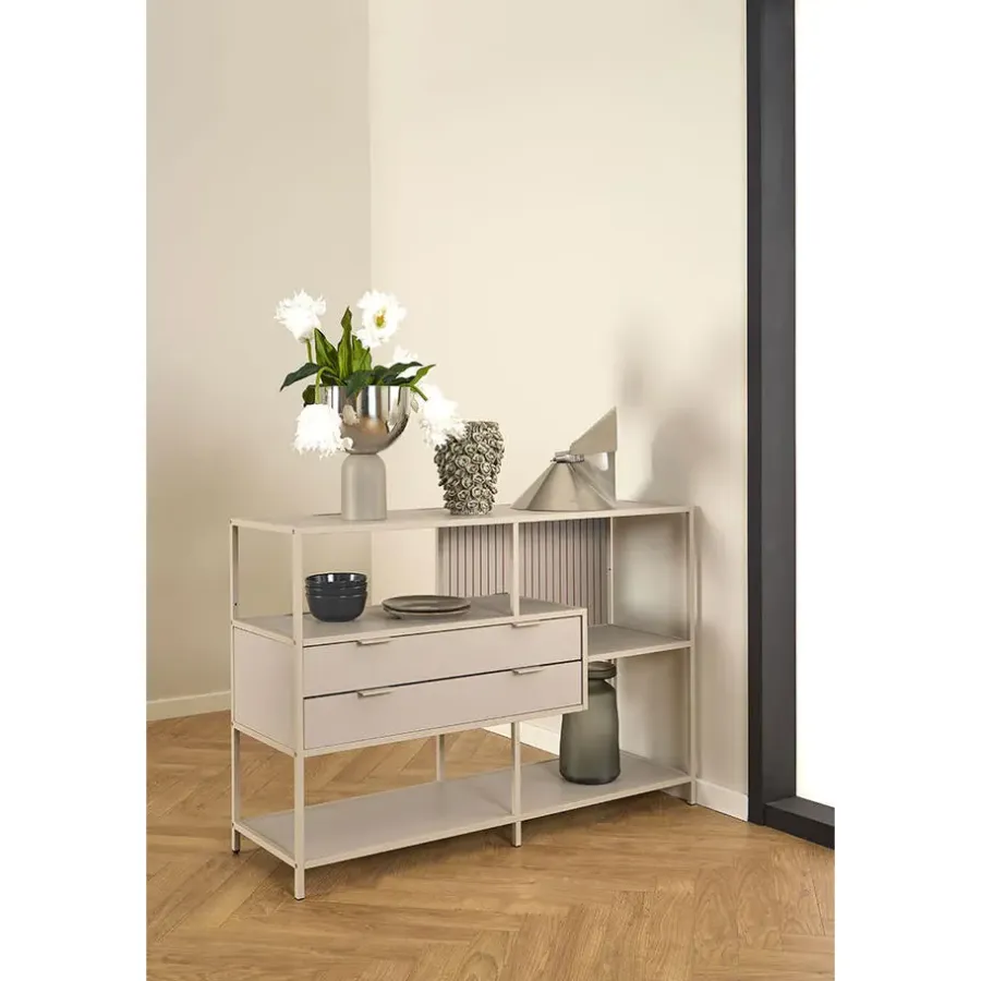 Wandkasten-Hioshop Sea wandkast 2 lades 3 planken grijs