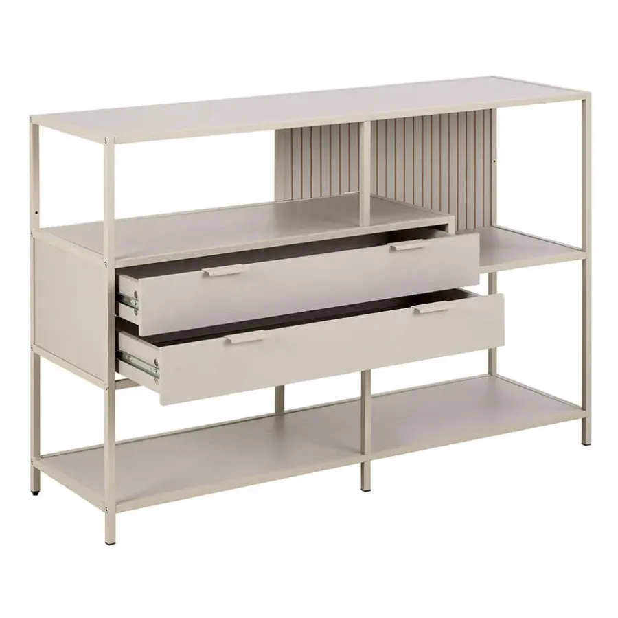 Wandkasten-Hioshop Sea wandkast 2 lades 3 planken grijs