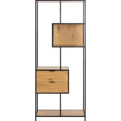 Hioshop Sea wandkast 2 lades 4 planken natuur