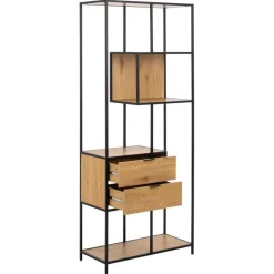 Hioshop Sea wandkast 2 lades 4 planken natuur