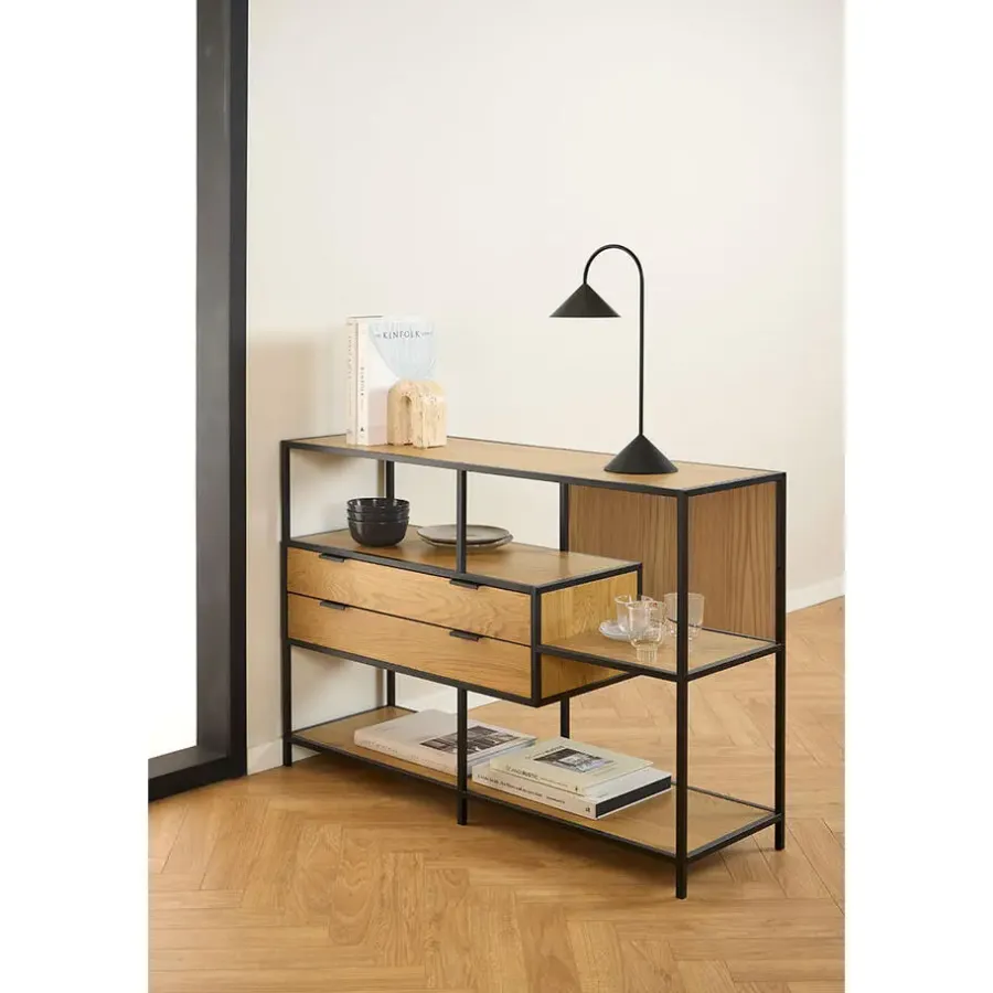 Wandkasten-Hioshop Sea wandkast 2 lades 3 planken natuur