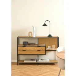 Wandkasten-Hioshop Sea wandkast 2 lades 3 planken natuur