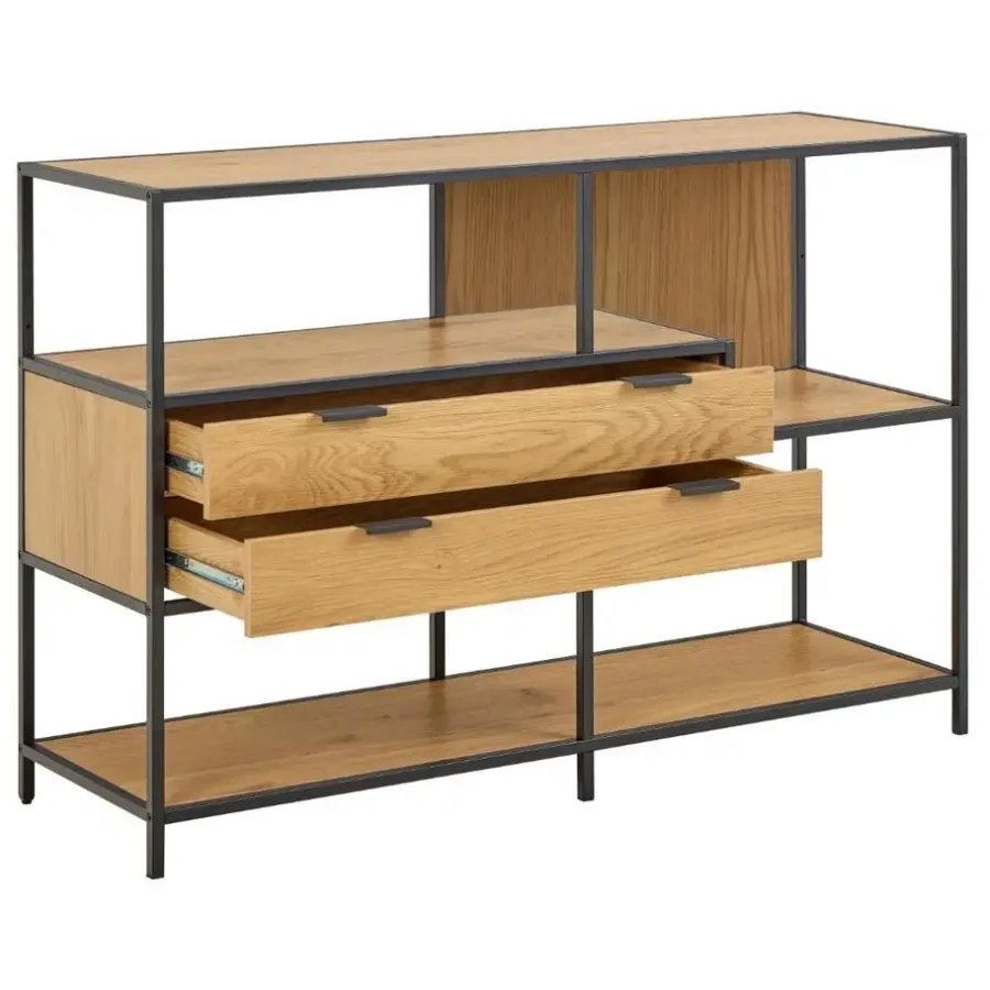 Wandkasten-Hioshop Sea wandkast 2 lades 3 planken natuur