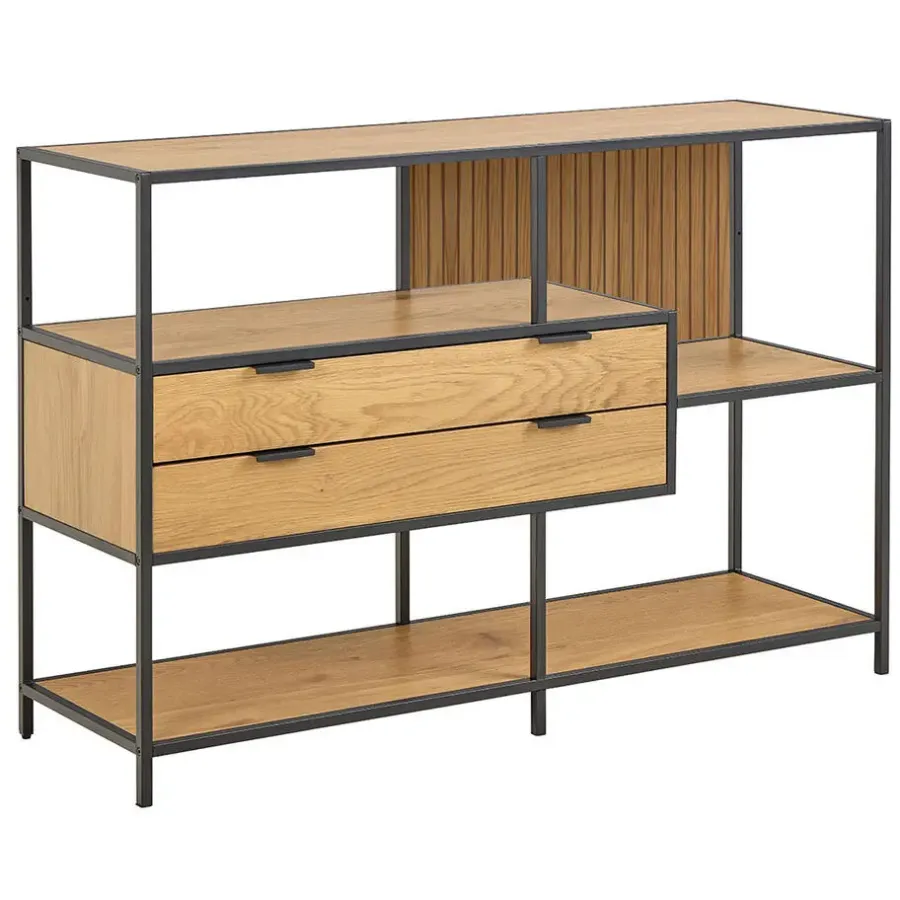 Wandkasten-Hioshop Sea wandkast 2 lades 3 planken natuur