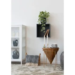 Hioshop Selma Lunchbord keramiek set van 4 grijs- bruin