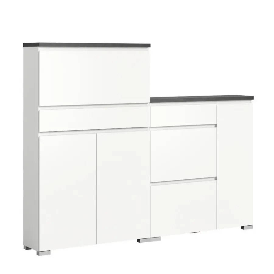 Merkloos Hioshop Shoelove schoenenkast set met 2 3 deuren- 2 vouwdeuren- 1 lade wit