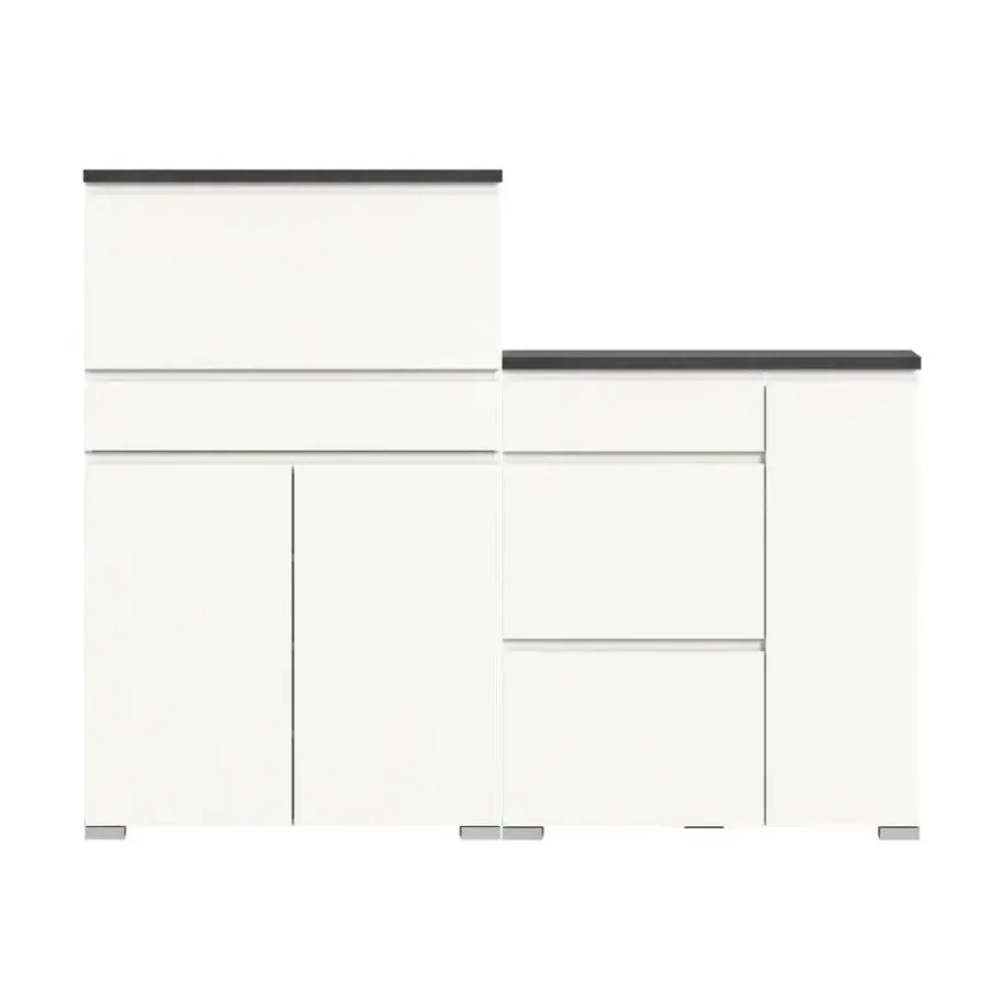 Merkloos Hioshop Shoelove schoenenkast set met 2 3 deuren- 2 vouwdeuren- 1 lade wit