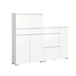 Schoenenkasten-Merkloos Hioshop Shoelove schoenenkast set met 2 3 deuren- 2 vouwdeuren- 1 lade wit
