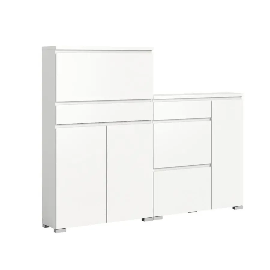 Schoenenkasten-Merkloos Hioshop Shoelove schoenenkast set met 2 3 deuren- 2 vouwdeuren- 1 lade wit