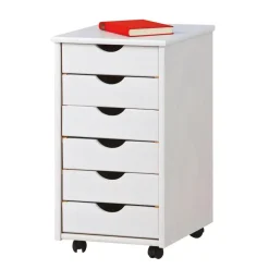 Ladekasten|Ladekasten-Hioshop Simra kommode kantoorarchief op wielen 6 lades wit