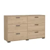 Hioshop Sofia ladekast 6 lades eikdecor