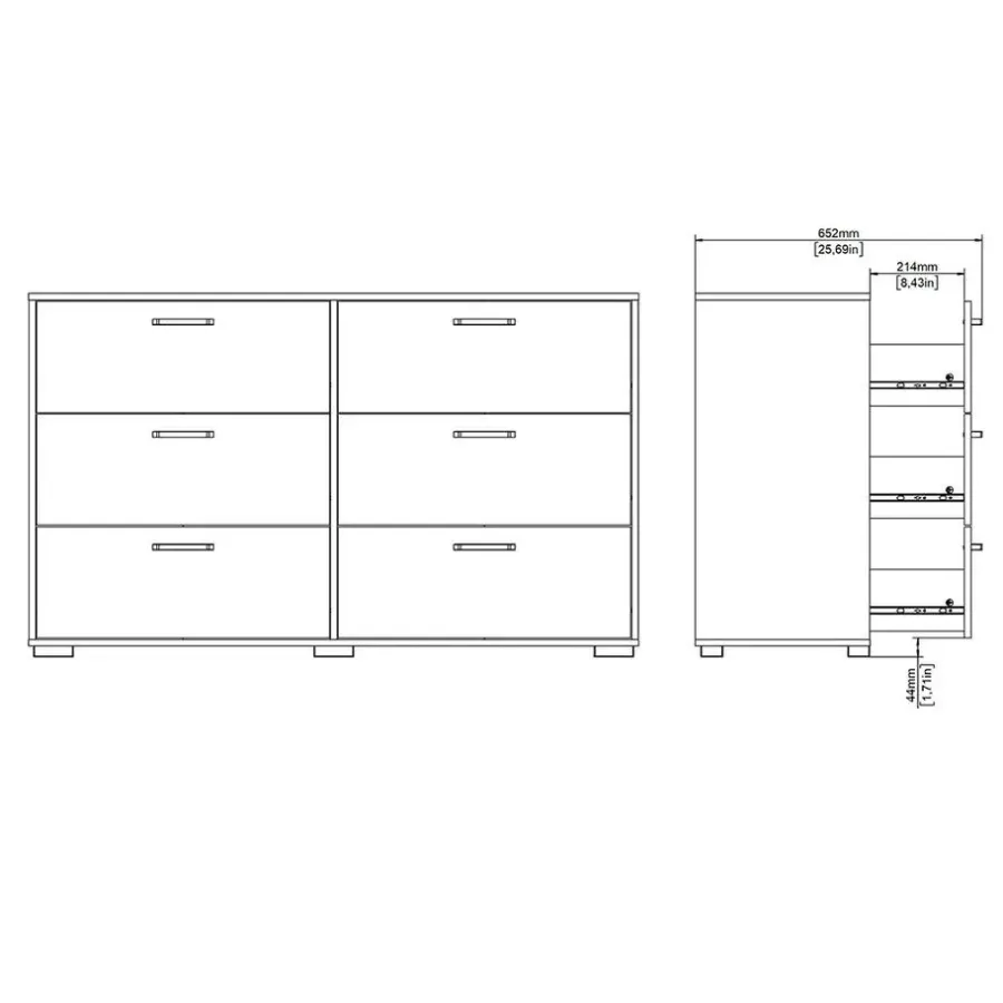 Hioshop Sofia ladekast 6 lades eikdecor