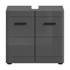 Wastafelkasten-Merkloos Hioshop Soft wastafel 2 deuren grijs hoogglans- grijs
