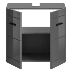 Wastafelkasten-Merkloos Hioshop Soft wastafel 2 deuren grijs hoogglans- grijs