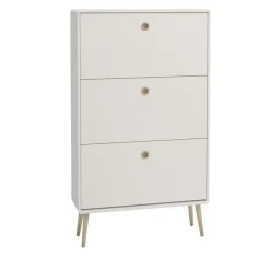 Hioshop Softline schoenenkast 3 kleppen wit