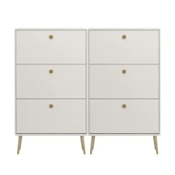 Schoenenkasten-Hioshop Softline schoenenkast 6 kleppen wit