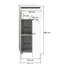 Merkloos Hioshop Solero badkamerkast 1 deur- 1 lade wit hoogglans- wit