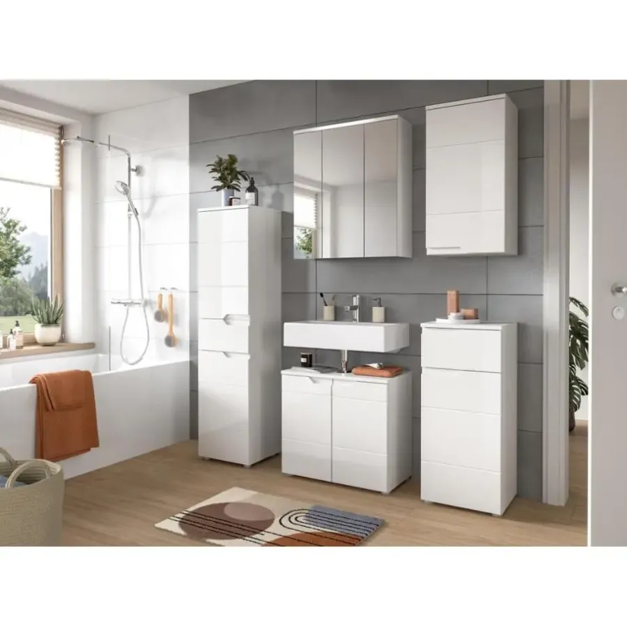 Merkloos Hioshop Solero badkamerkast 2 deuren- 1 lade wit hoogglans- wit