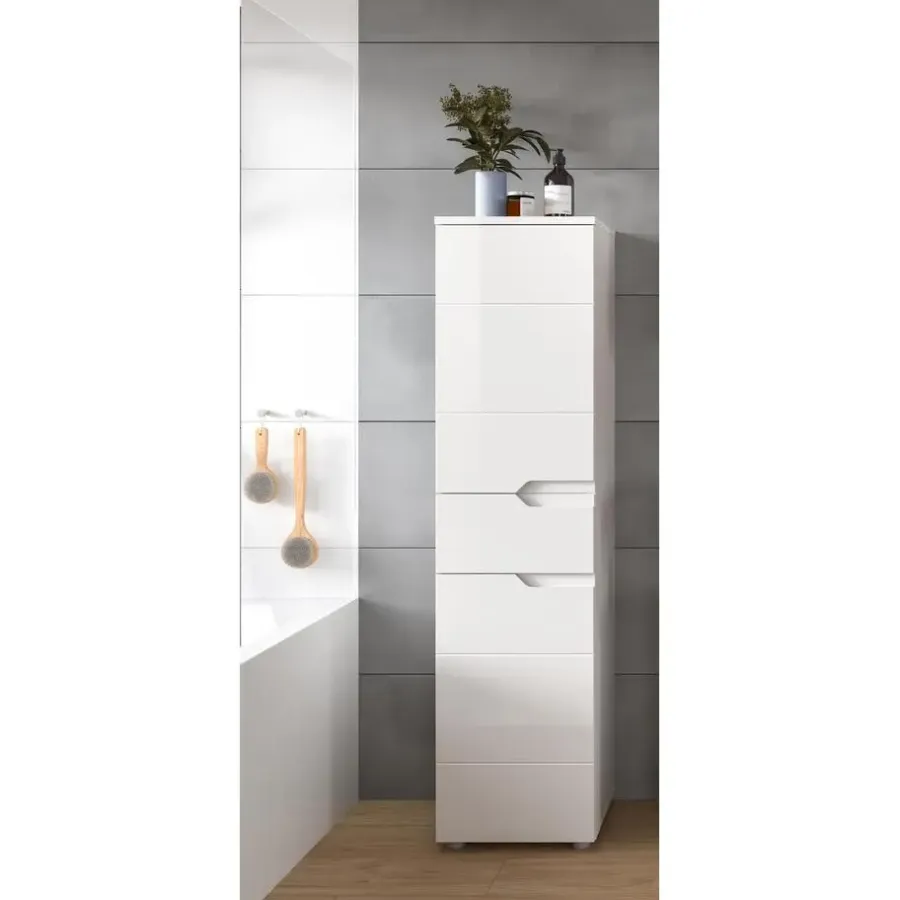 Merkloos Hioshop Solero badkamerkast 2 deuren- 1 lade wit hoogglans- wit
