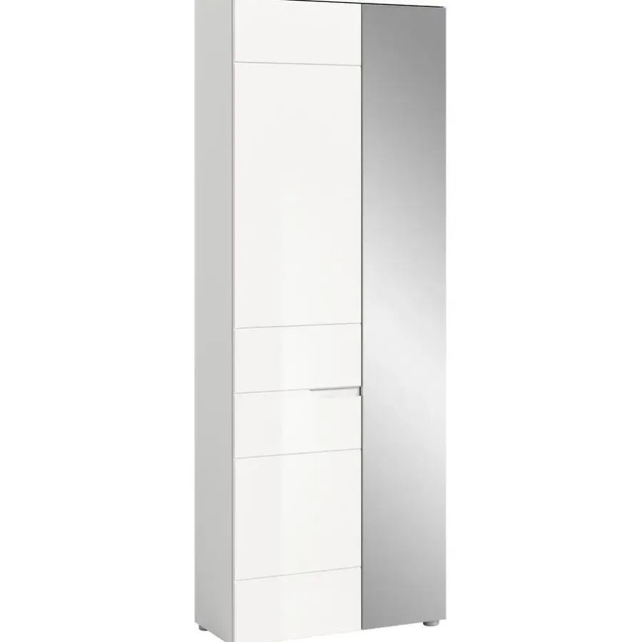 Merkloos Hioshop Solero kledingkast 1 deur- 1 spiegeldeur wit hoogglans- wit