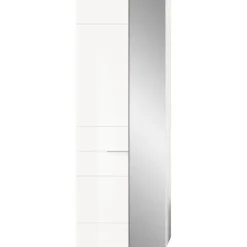 Merkloos Hioshop Solero kledingkast 1 deur- 1 spiegeldeur wit hoogglans- wit
