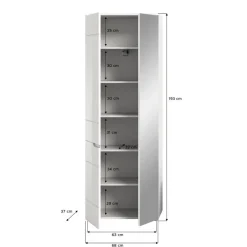Merkloos Hioshop Solero kledingkast 1 deur- 1 spiegeldeur wit hoogglans- wit