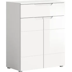 Merkloos Hioshop Solero schoenenkast 2 deuren- 1 lade wit hoogglans- wit