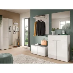 Merkloos Hioshop Solero schoenenkast 2 deuren- 1 lade wit hoogglans- wit