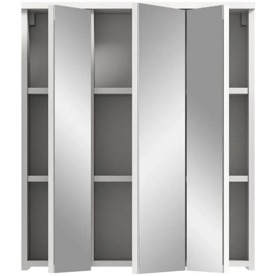 Spiegelkasten-Merkloos Hioshop Solero spiegelkast 3 spiegeldeuren wit hoogglans- wit