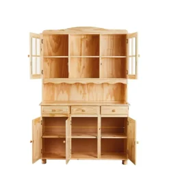 Buffetkasten-Hioshop Toswa vitrinekast 3 deuren- 2 glazen deuren- 3 lades- 2 open ruimtes