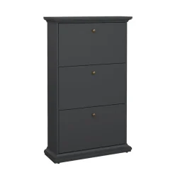 Schoenenkasten-Hioshop Venedig schoenenkast met 3 klepdeuren mat grijs