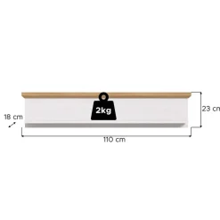 Wandplanken-Hioshop Verona wandplank wit- eik decor