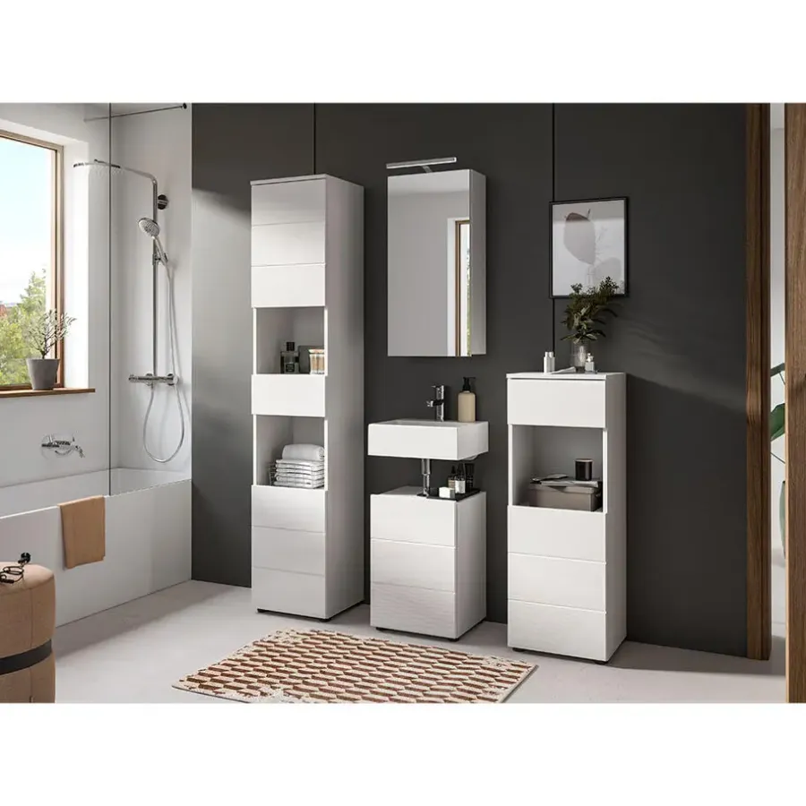 Hioshop Vira badkamerkast 1 lade 1 deur 1 vak wit hoogglans- wit
