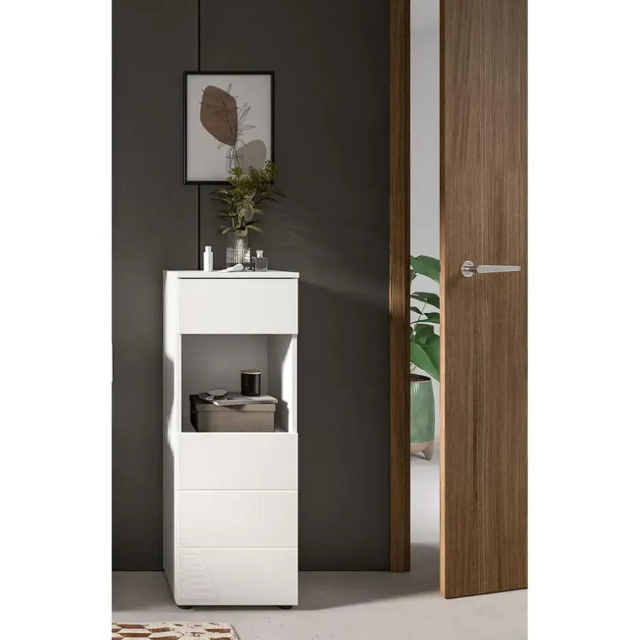 Hioshop Vira badkamerkast 1 lade 1 deur 1 vak wit hoogglans- wit