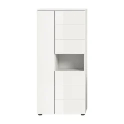 Hoge Kasten-Hioshop Vira badkamerkast 3 deuren 1 vak wit hoogglans- wit