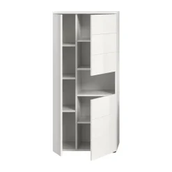 Hoge Kasten-Hioshop Vira badkamerkast 3 deuren 1 vak wit hoogglans- wit
