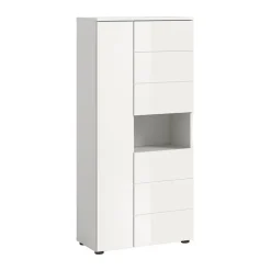 Hoge Kasten-Hioshop Vira badkamerkast 3 deuren 1 vak wit hoogglans- wit