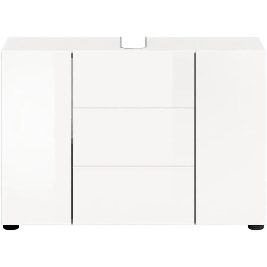 Wastafelkasten-Merkloos Hioshop Vira wastafel 3 deuren- 5 lades wit hoogglans- wit