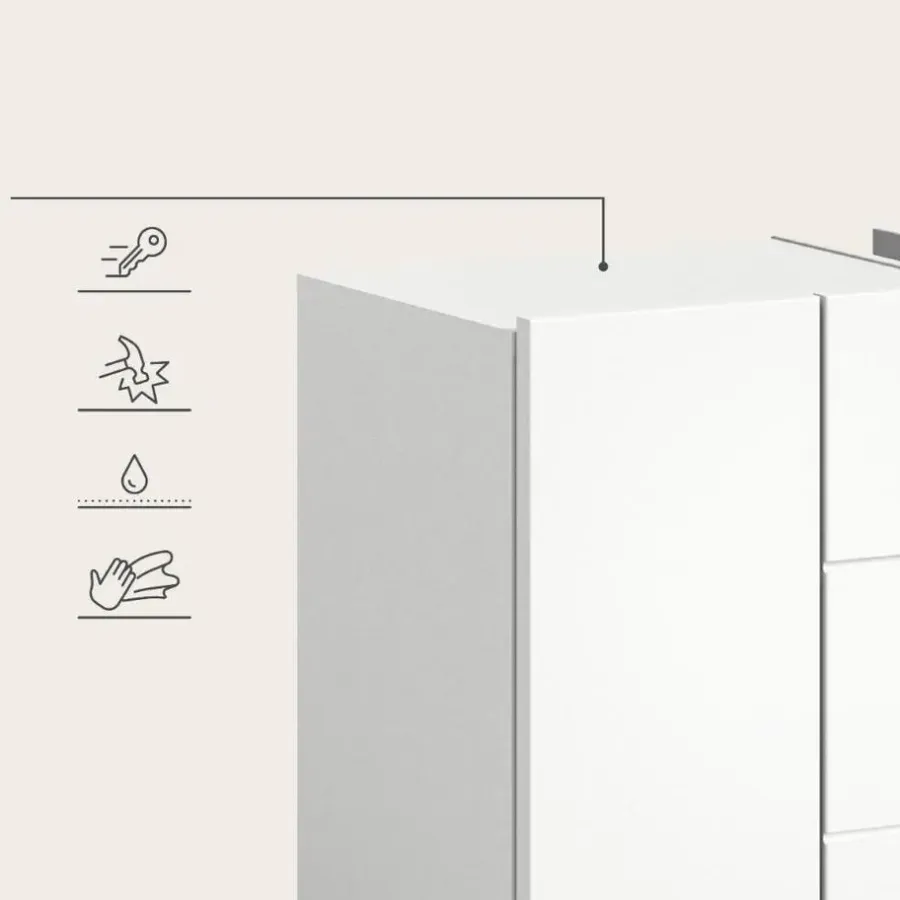 Wastafelkasten-Merkloos Hioshop Vira wastafel 3 deuren- 5 lades wit hoogglans- wit
