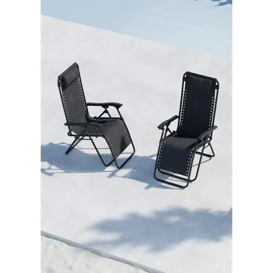 Kamperen En Outdoor-Hioshop Vulcano ligstoel zwart