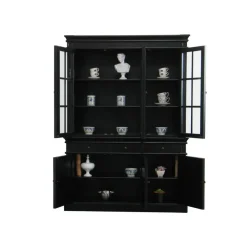 Buffetkasten-Hioshop Winkelkast buffetkast vitrine met opzet antiek zwart massief hout