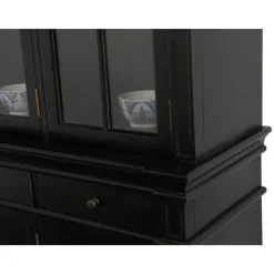 Buffetkasten-Hioshop Winkelkast buffetkast vitrine met opzet antiek zwart massief hout