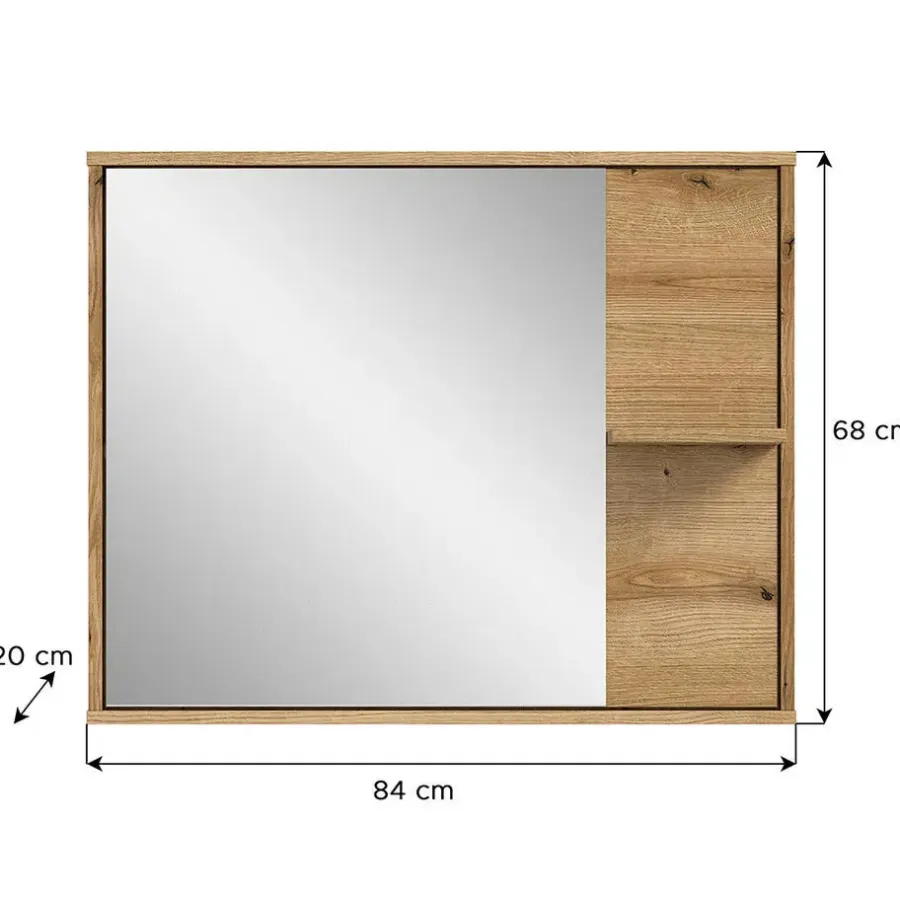 Spiegelkasten-Hioshop Zeno spiegel bad 1 plank eiken decor