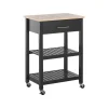 Trolleys-Beliani HIUMA - Keukentrolley - Zwart - Rubberhout