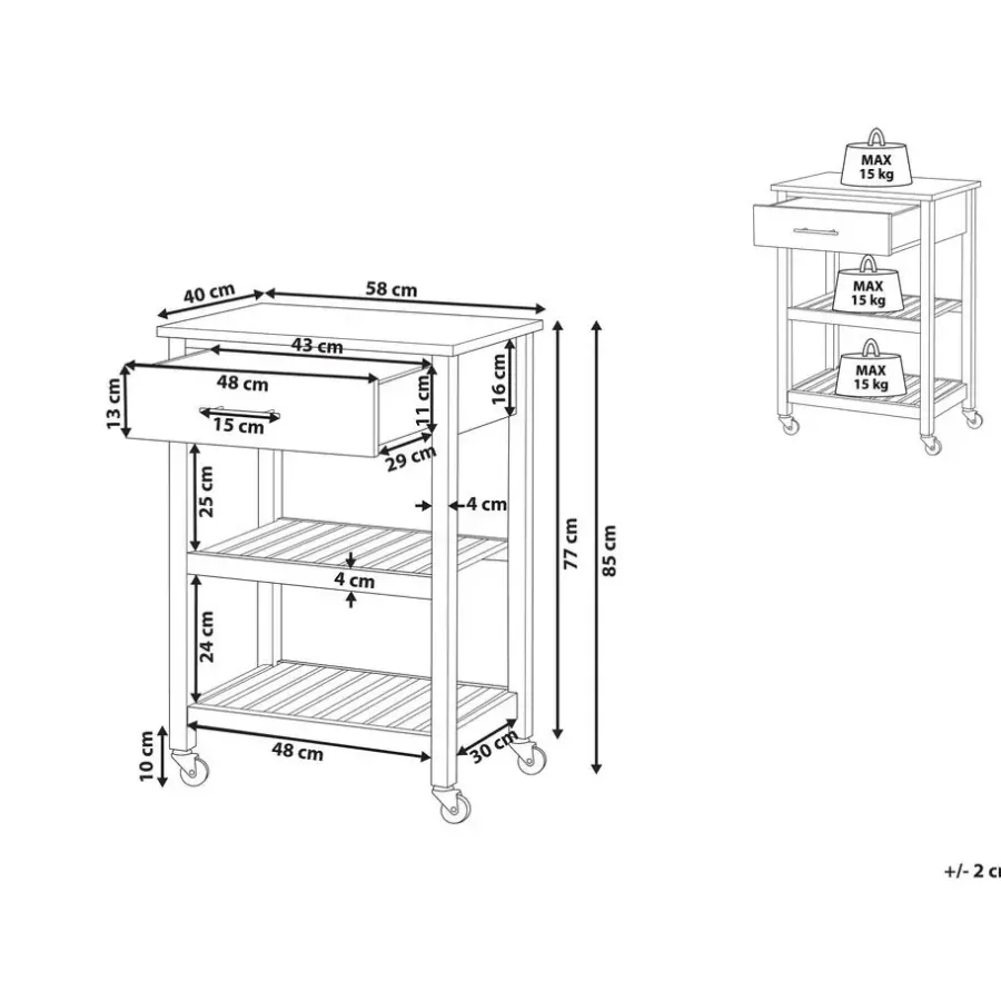 Trolleys-Beliani HIUMA - Keukentrolley - Zwart - Rubberhout