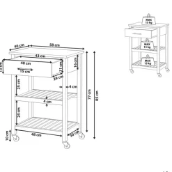 Trolleys-Beliani HIUMA - Keukentrolley - Zwart - Rubberhout