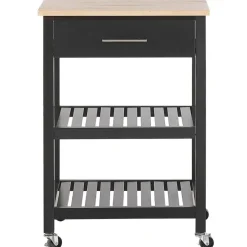 Trolleys-Beliani HIUMA - Keukentrolley - Zwart - Rubberhout