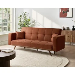 Slaapbanken|Slaapbanken-Leen Bakker HJULBY - Driezitsbank - Goudbruin - Polyester